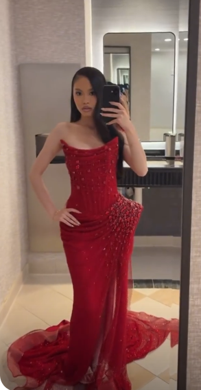 Elegant Red Long Prom Dress Sheath Tulle Beaded Prom Dress DP07100