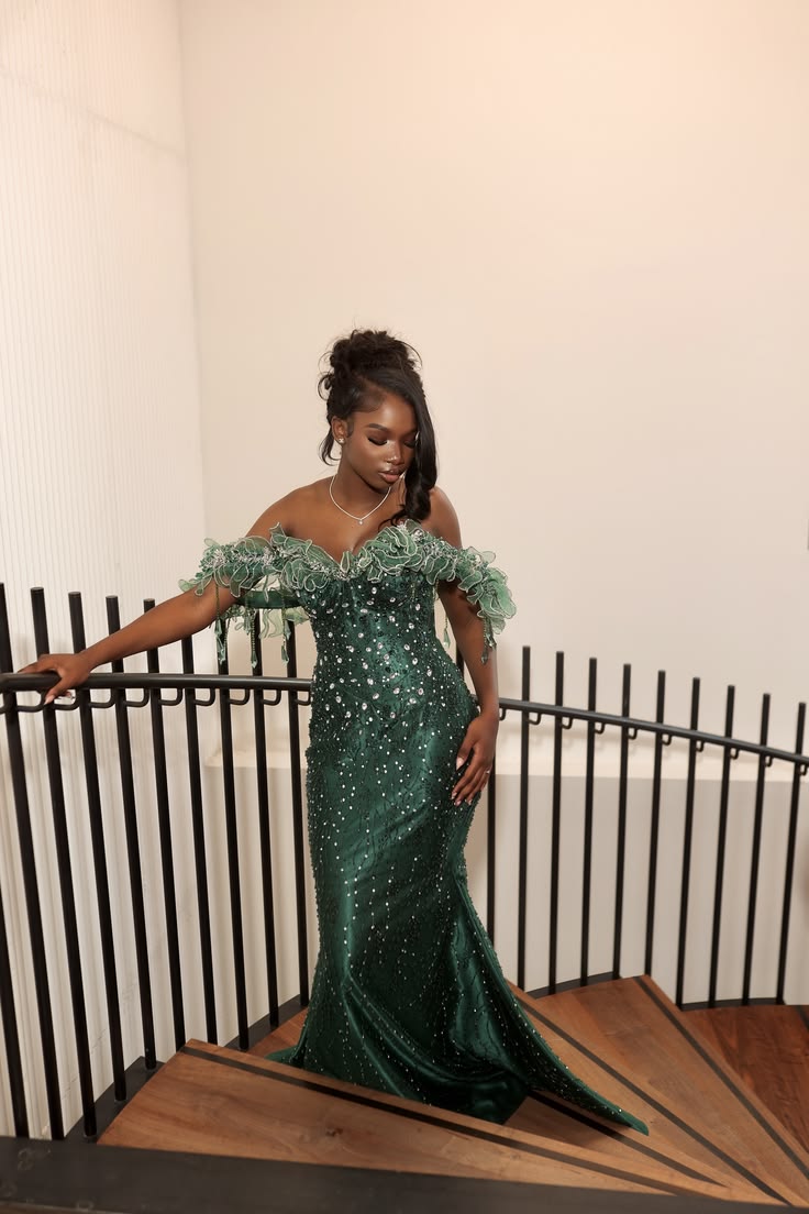 Elegant Dark Green Long Prom Dress Sheath Tulle Beaded Evening Dress DP07101