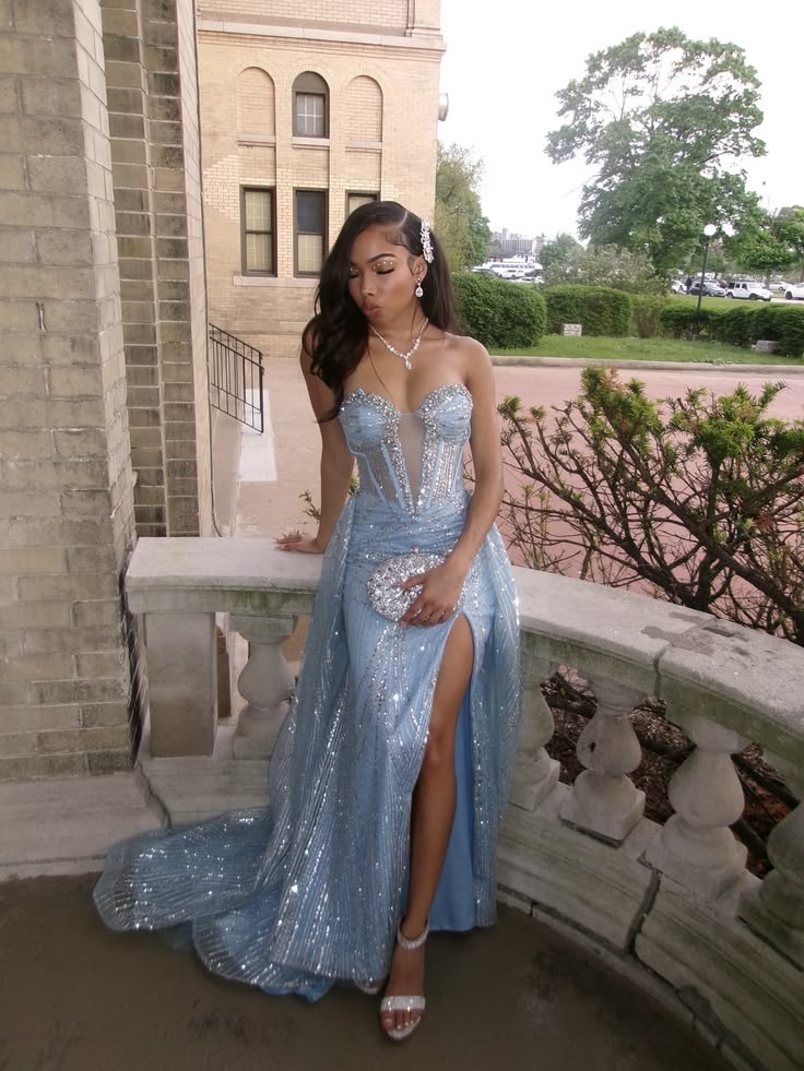 Elegant Blue Long Prom Dress Sheath Tulle Beaded Evening Dress DP07105