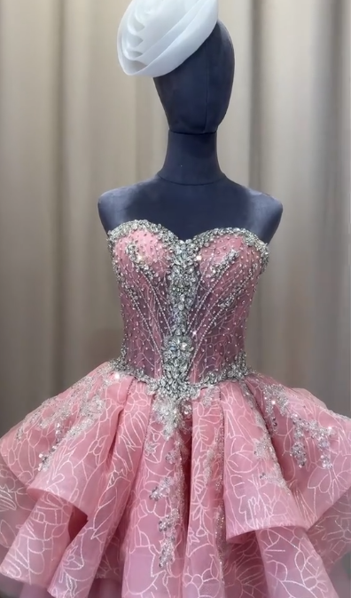 Chic Pink Short Homecoming Dress A-Line Tulle Birthday Dress DP07137