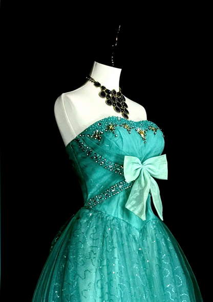 Chic Blue Prom Dress Sheath Tulle Long Evening Dress DP07147