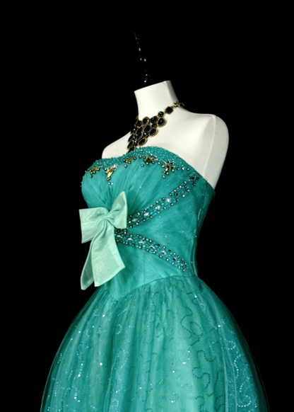 Chic Blue Prom Dress Sheath Tulle Long Evening Dress DP07147