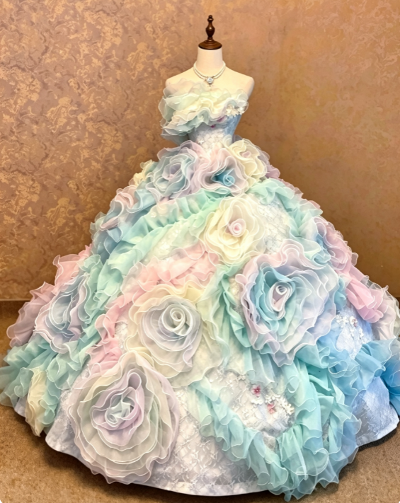 Chic Colorful Prom Dress Ball Gown Sweet 16 Dress Tulle Quinceanera Dress DP07148