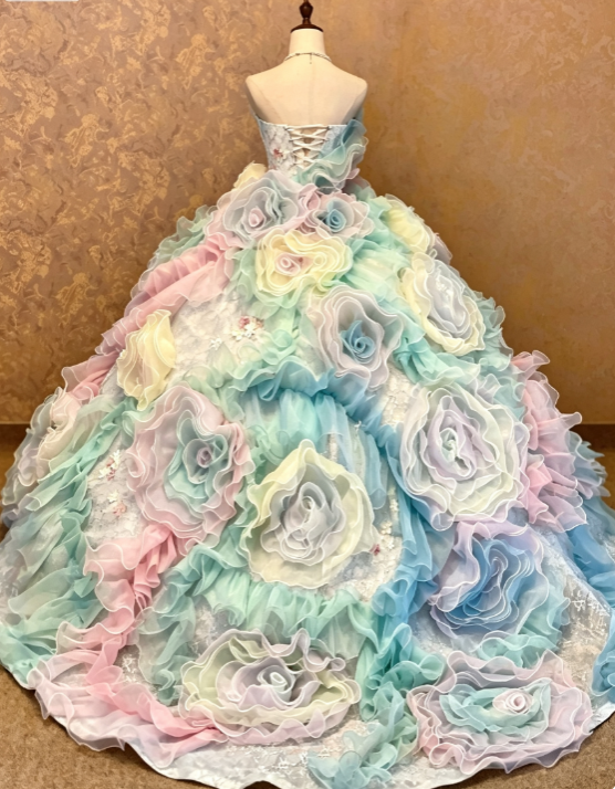Chic Colorful Prom Dress Ball Gown Sweet 16 Dress Tulle Quinceanera Dress DP07148