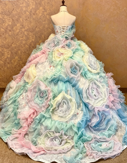Chic Colorful Prom Dress Ball Gown Sweet 16 Dress Tulle Quinceanera Dress DP07148