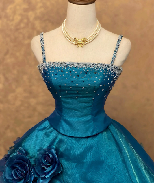 Chic Blue Prom Dress Ball Gonw Sweet 16 Dress Tulle Quinceanera Dress DP07149