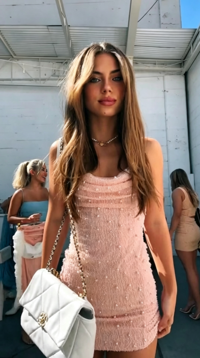 Beautiful Pink Short Homecoming Dress Sheath Chiffon Beaded Birthday Dress DP07182