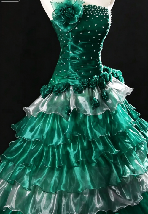 Beautiful Dark Green Long Evening Dress Sheath Tulle Prom Dress DP07197