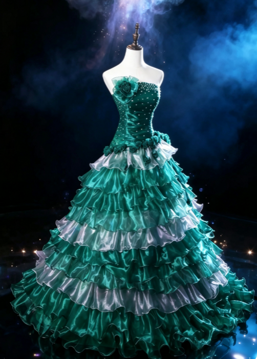 Beautiful Dark Green Long Evening Dress Sheath Tulle Prom Dress DP07197