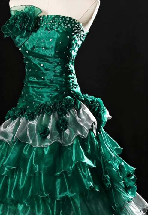Beautiful Dark Green Long Evening Dress Sheath Tulle Prom Dress DP07197