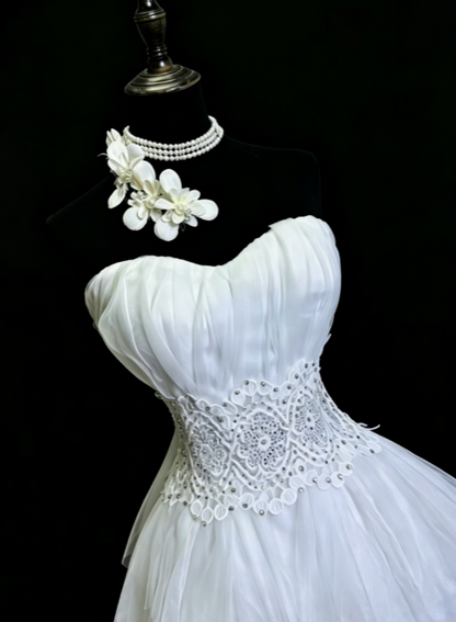 Fashion White Short Birthday Dress A-Line Tulle Homecoming Dress DP07235