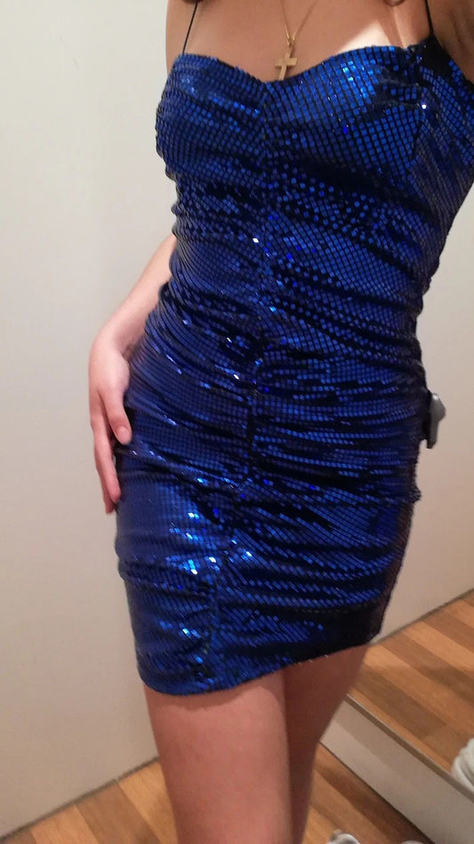 Pretty Blue Birthday Dress Sheath Sequins Short Homecoming Dress DP07255