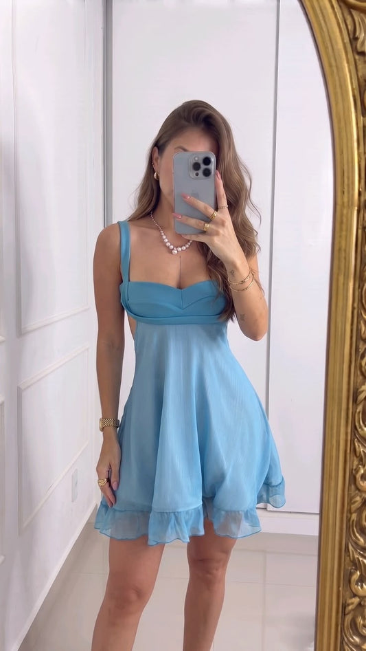 Pretty Blue Birthday Dress Sheath Chiffon Short Homecoming Dress DP07256