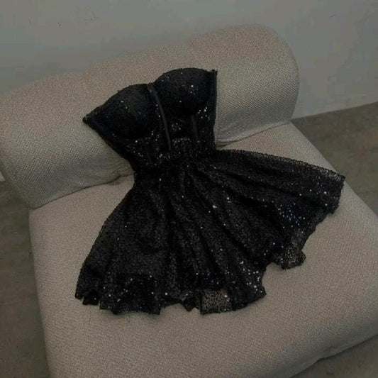 Pretty Black Birthday Dress A-Line Tulle Short Homecoming Dress DP07264