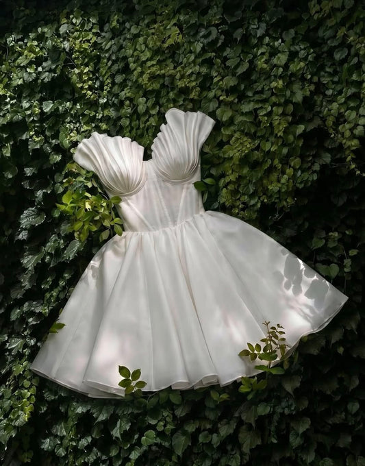 Pretty White Birthday Dress A-Line Satin Short Homecoming Dress DP07275