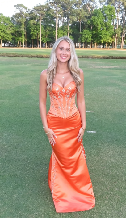 Pretty Orange Long Prom Dress Sheath Satin Evening Dress DP07282