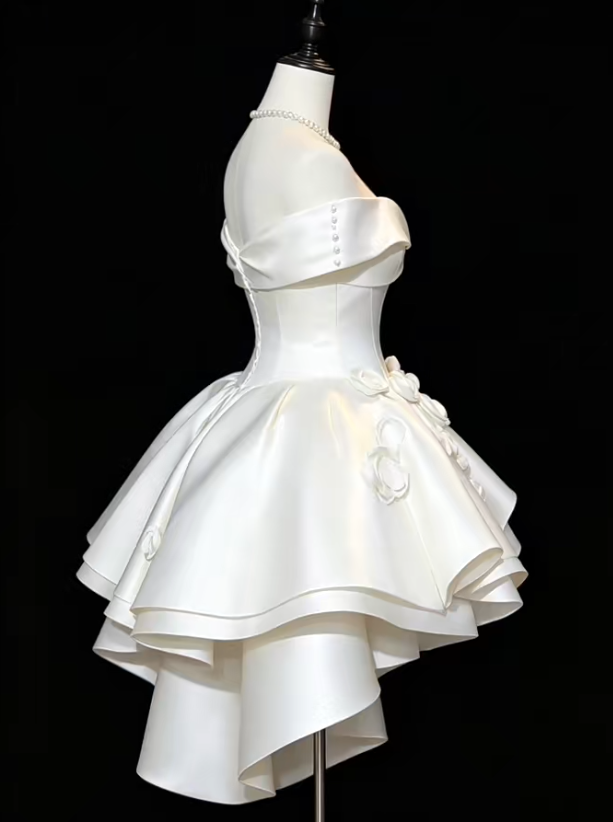 Gorgeous White Birthday Dress A-Line SatinHomecoming Dress DP07292