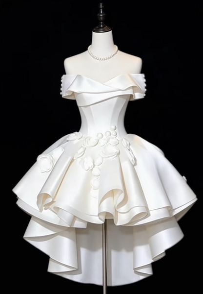 Gorgeous White Birthday Dress A-Line SatinHomecoming Dress DP07292