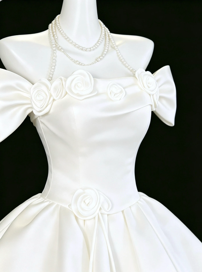 Gorgeous White Birthday Dress A-Line Satin Homecoming Dress DP07294