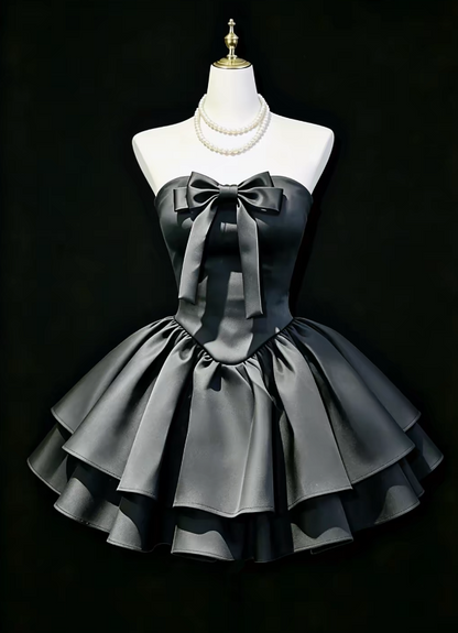 Gorgeous Black Birthday Dress A-Line Satin Homecoming Dress DP07295