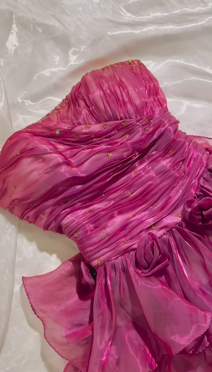 Gorgeous Pink Prom Dress A-line Tulle Long Evening Dress DP07298