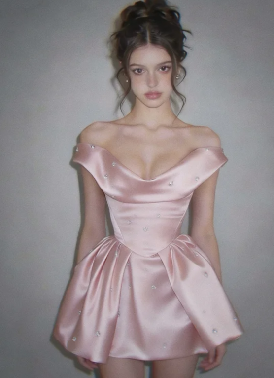 Chic Pink Short Homecoming Dress A-Line Satin Birthday Party Dress DP07301