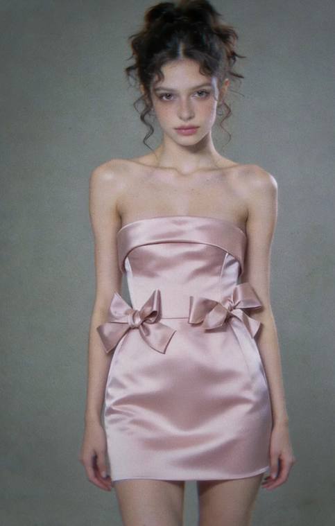 Chic Pink Short Homecoming Dress Sheath Satin Birthday Party Dress  DP07305