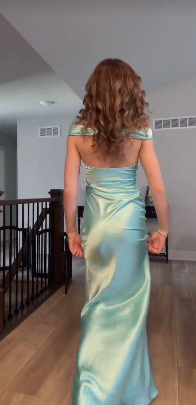 Chic Blue Prom Dress Sheath Chiffon Long Evening Dress DP07335