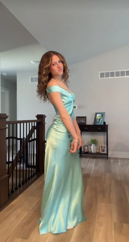Chic Blue Prom Dress Sheath Chiffon Long Evening Dress DP07335
