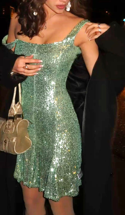 Fashion Green Short Homecoming Dress Sheath Sequins Birthday Dress DP07351
