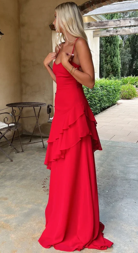 Fashion Sheath Chiffon Long Evening Dress Red Prom Dress DP07371