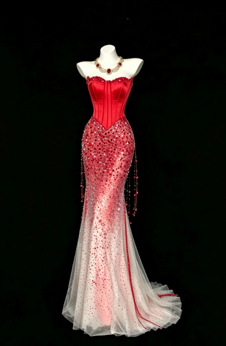 Fashion Sheath Satin Long Evening Dress Red Prom Dress DP07372