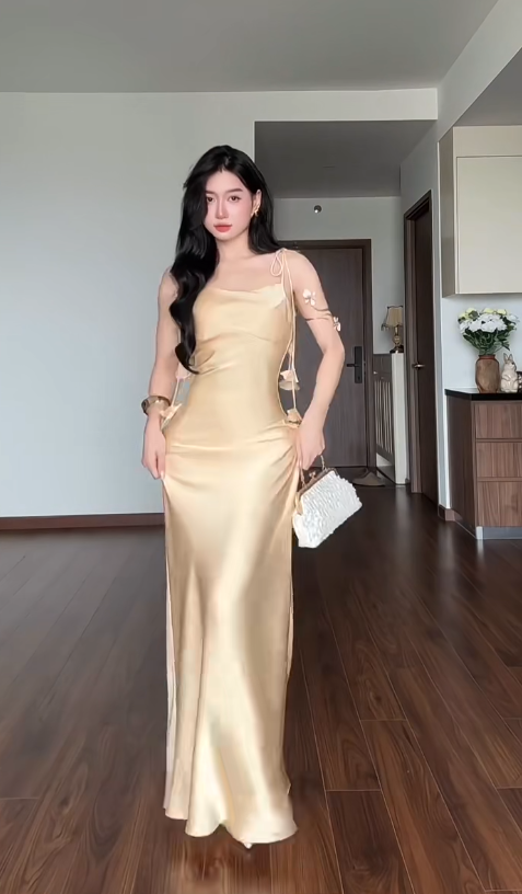 Fashion Sheath Satin Long Evening Dress Yellow Prom Dress DP07375