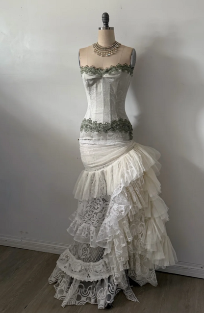 Fashion Sheath Lace Long Evening Dress White Prom Dress DP07377