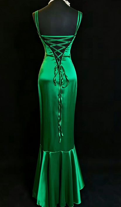 Fashion Sheath Satin Long Evening Dress Green Prom Dress DP07379