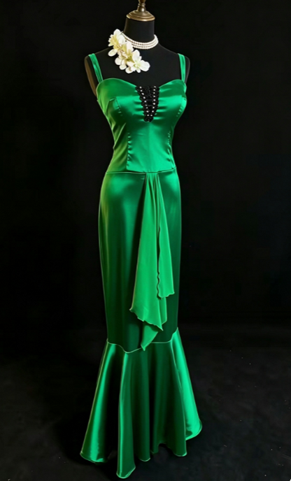 Fashion Sheath Satin Long Evening Dress Green Prom Dress DP07379