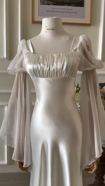 Fashion Sheath Satin Long Evening Dress White Prom Dress DP07380