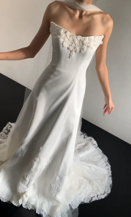 Simple Sheath White Wedding Dress Tulle Bridal Gown  DP07381