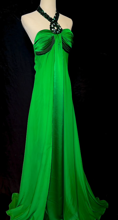 Schickes Etuikleid aus Chiffon, langes Abendkleid, grünes Abschlussballkleid DP07391