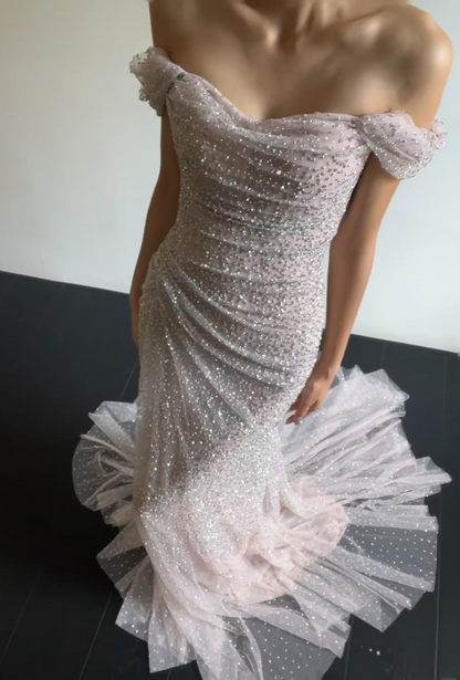 Chic A-Line Tulle Long Evening Dress Pink Prom Dress  DP07400