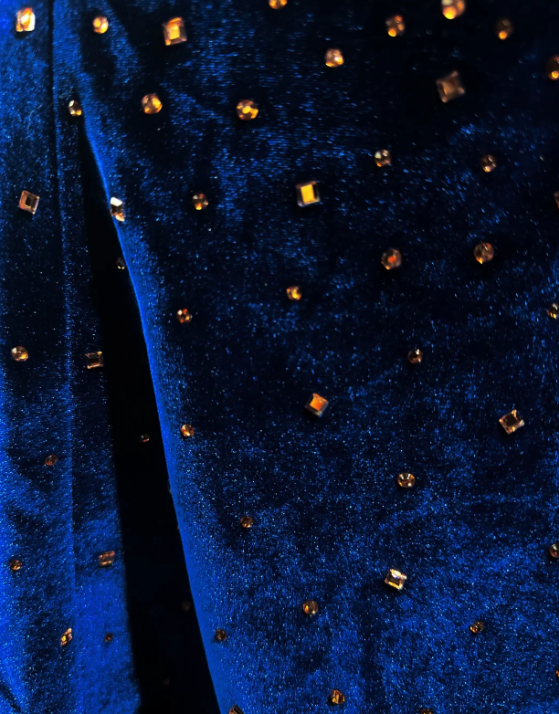 Chic Blue Short Homecoming Dress A-line Velvet Birthday Dress  DP07403