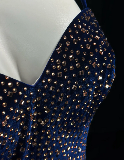 Chic Blue Short Homecoming Dress A-line Velvet Birthday Dress  DP07403
