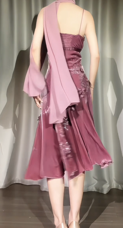 Chic Pink Short Homecoming Dress Sheath Velvet Birthday Dress DP07413