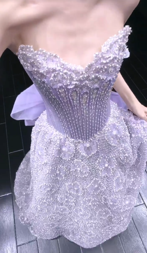 Fairy A-Line Purple Long Prom Dress Tulle Beaded Evening Dress DP07432