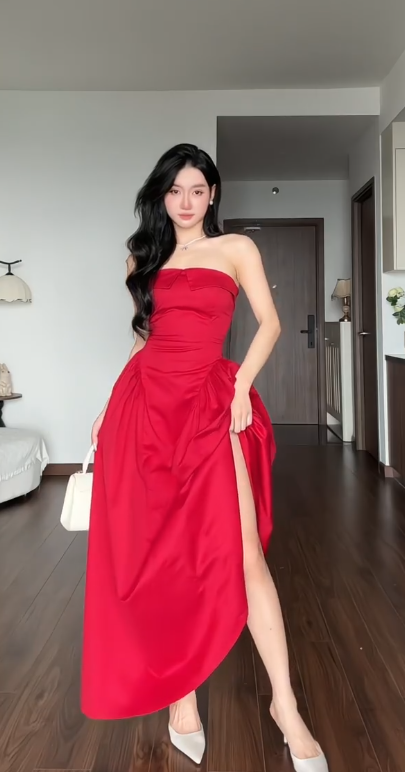 Fairy A-Line Satin Long Prom Dress Burgundy Evening Dress DP07435