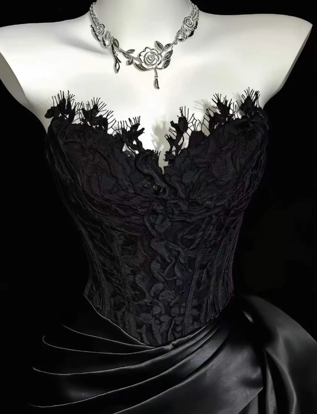 Fairy Sheath Satin Long Prom Dress Black Evening Dress DP07437