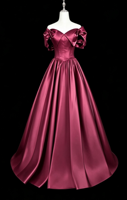 Fairy A-line Satin Long Prom Dress Plum Evening Dress DP07442