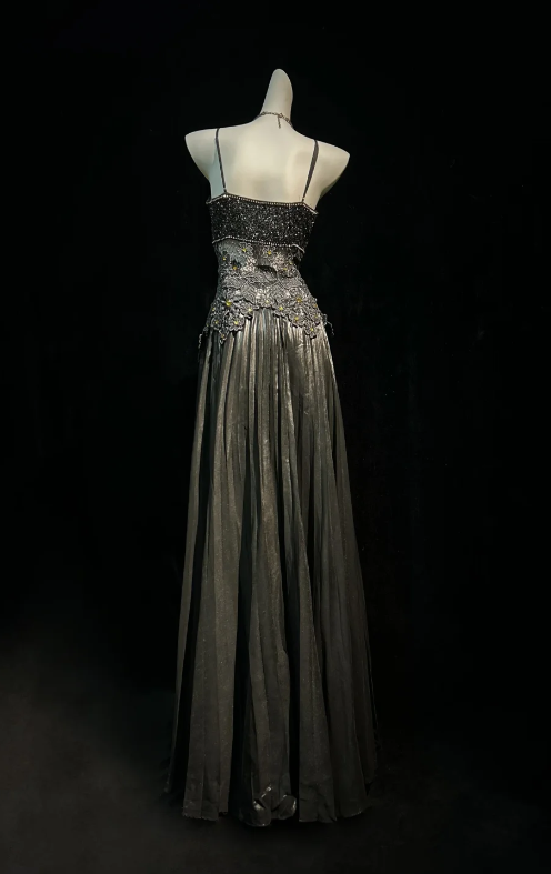 Fairy Sheath Satin Long Prom Dress Dark Grey Evening Dress DP07446
