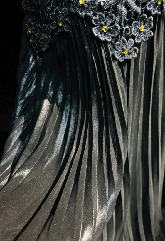 Fairy Sheath Satin Long Prom Dress Dark Grey Evening Dress DP07446