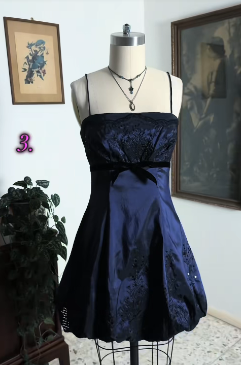 Navy Blue Short Homecoming Dress A-Line Birthday Mini Dress DP07470